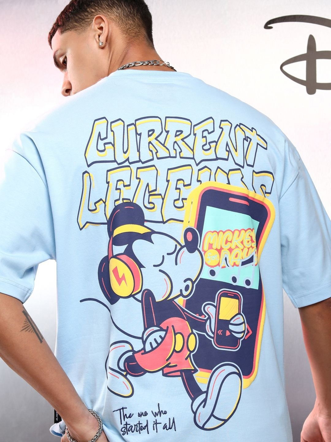 HIGHLANDER Disney Men Mickey Mouse Short Sleeve Oversized Drop Shoulder Tshirt