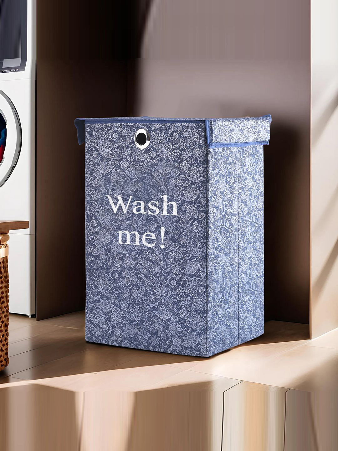 Kuber Industries Grey & Navy blue 6 Pieces Floral Printed Laundry Bags