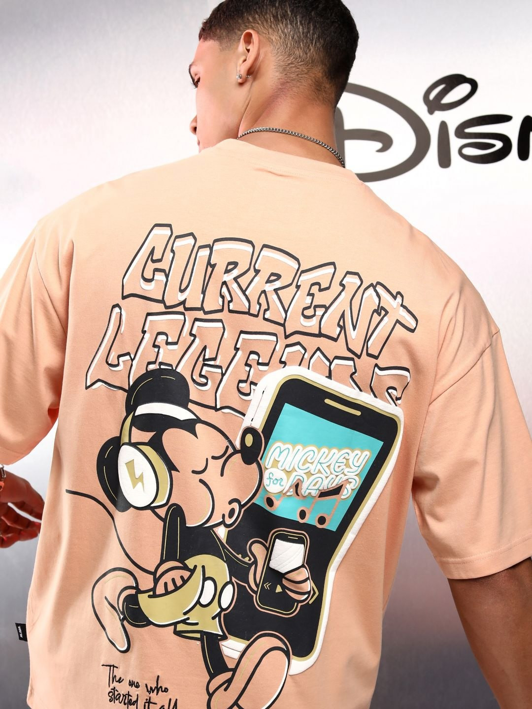 HIGHLANDER Disney Men Mickey Mouse Short Sleeve Oversized Drop Shoulder Tshirt