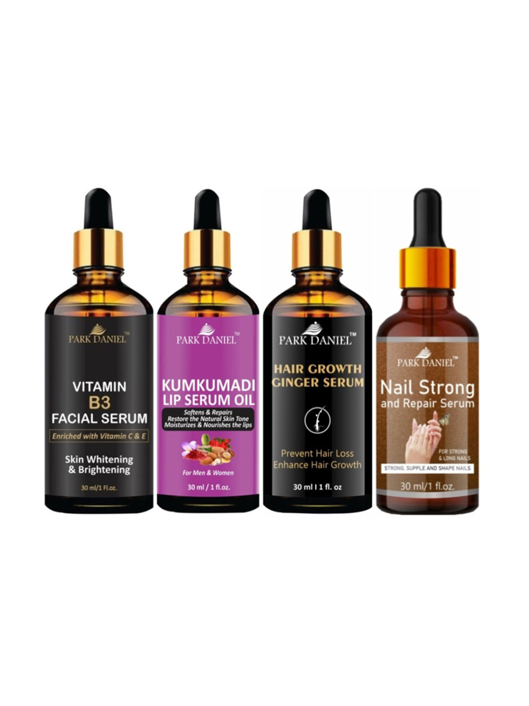 Park Daniel Set Of 4 Serums For Face Lip Nail & Hair - 30ml Each