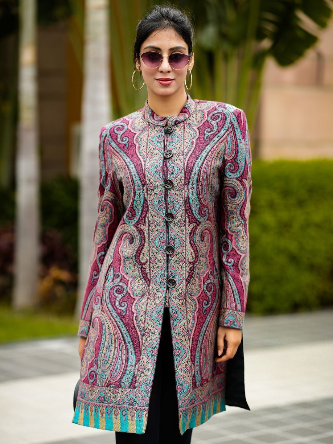HOUSE OF KIRNA'S WITH LOGO OF HOK Ethnic Motifs Printed Jacquard A-Line Kurta