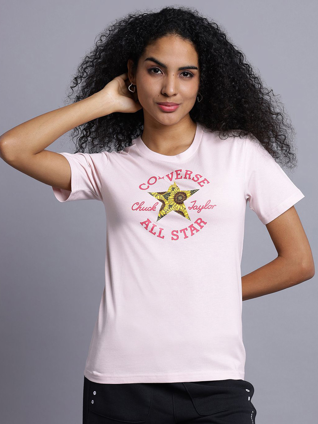 Converse Women Floral Chuck Taylor Patch Slim T-Shirt
