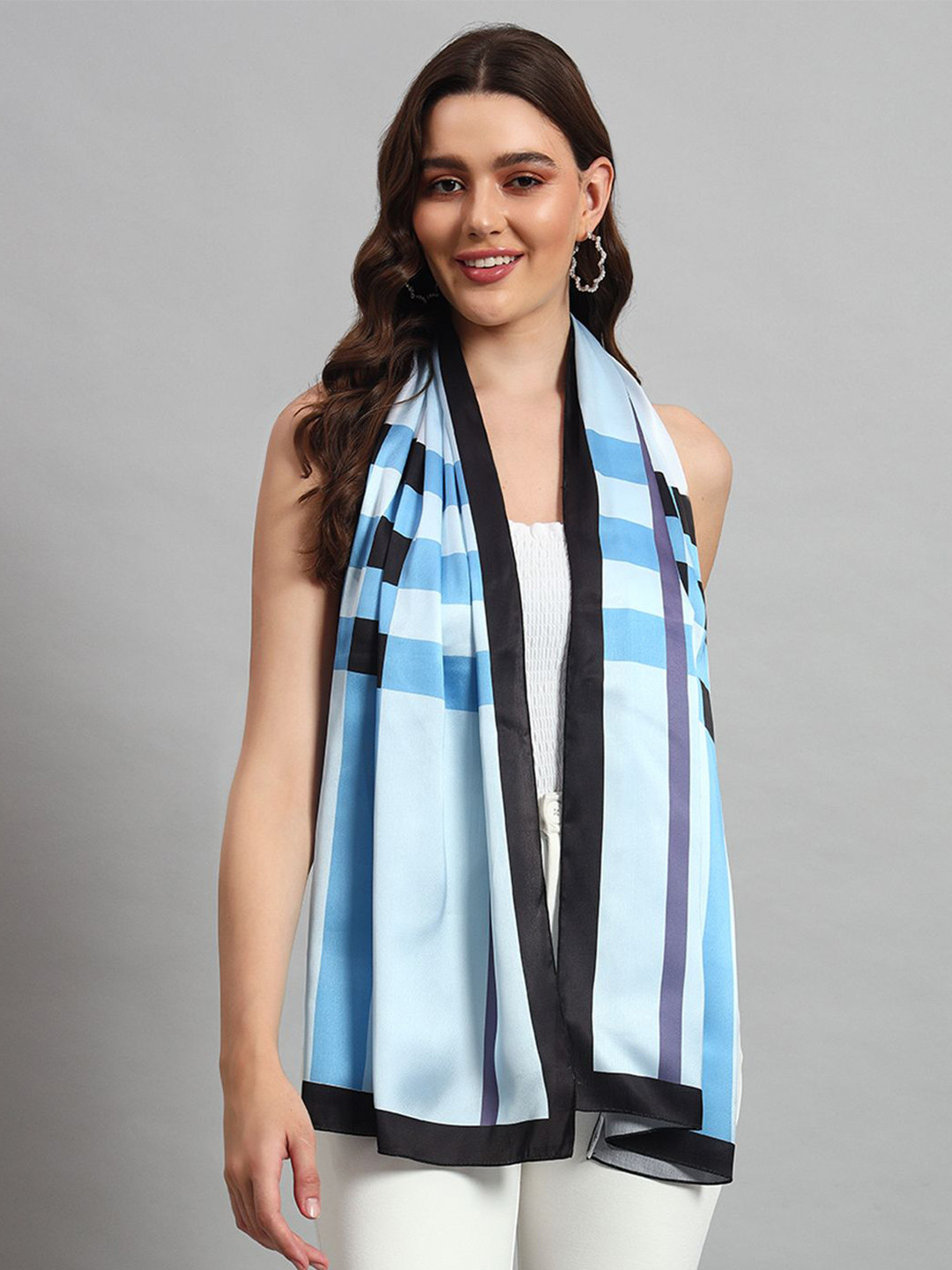 Ravaiyaa Women Satin Checked Scarf