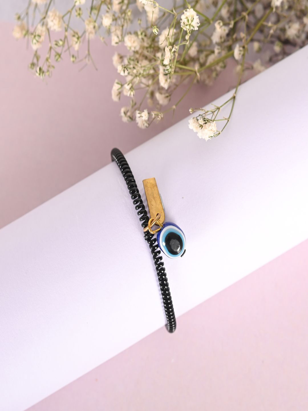 NVR Beaded Evil Eye Spring Ring Bracelet