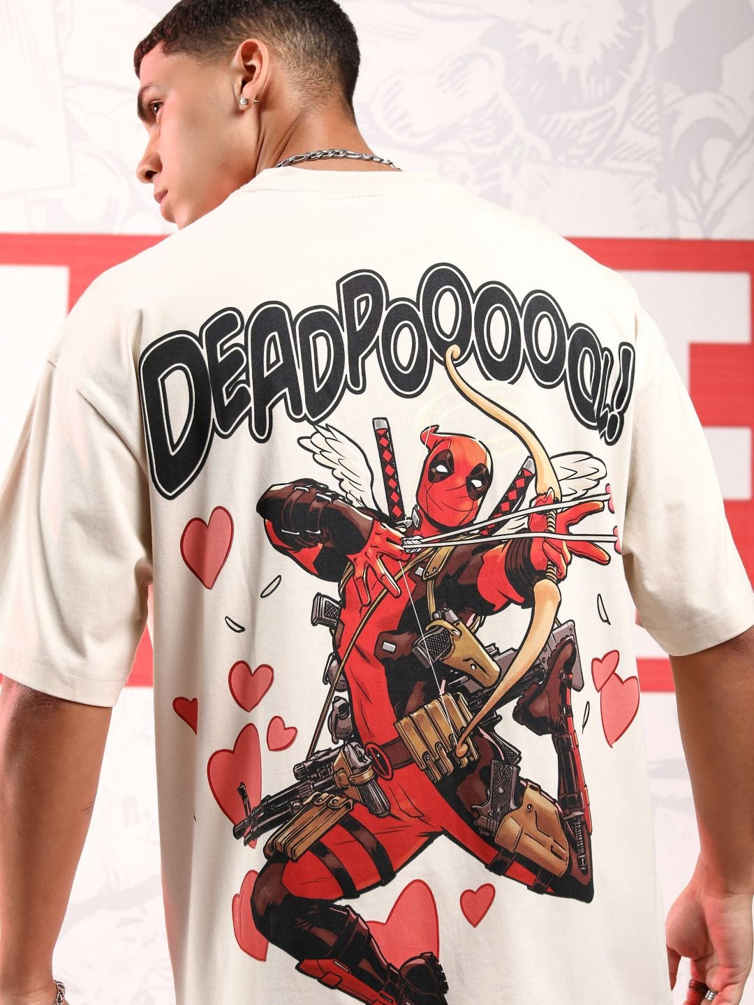 HIGHLANDER Marvel Men Deadpool Short Sleeve Oversized Drop Shoulder Tshirt