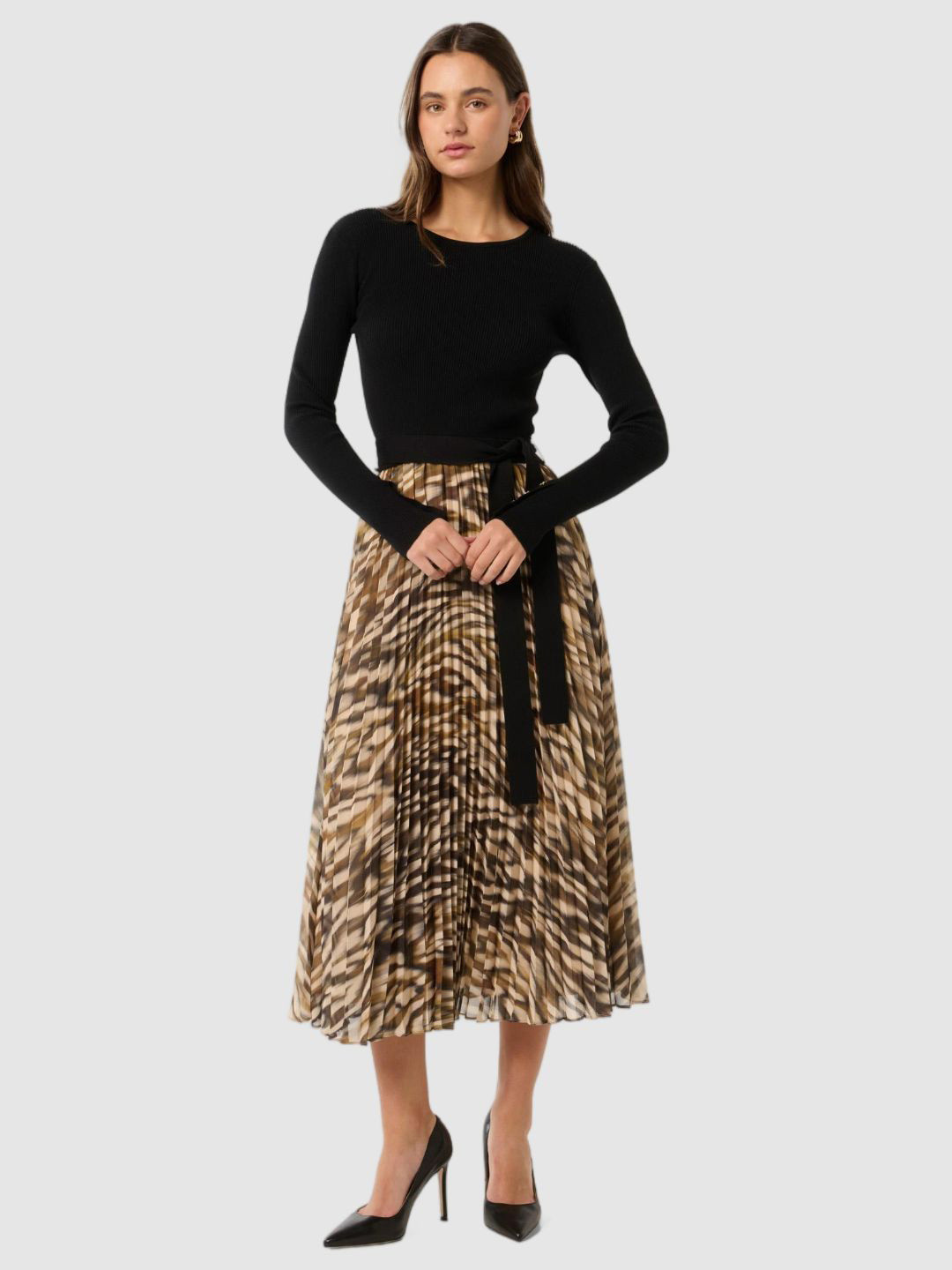 Forever New Animal Print Fit & Flare Midi Dress