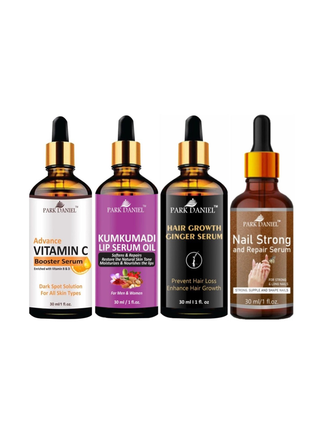 Park Daniel Set Of 4 Serums for Face Lips Nails & Hair - 30ml Each