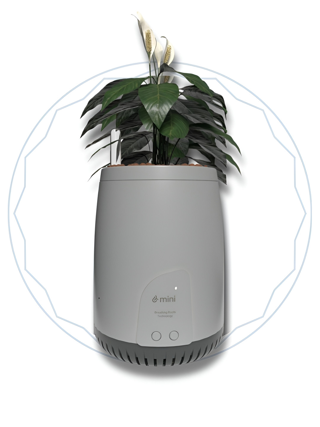 UBreathe Grey Air Purifying Planter With 3 Stage Filtration