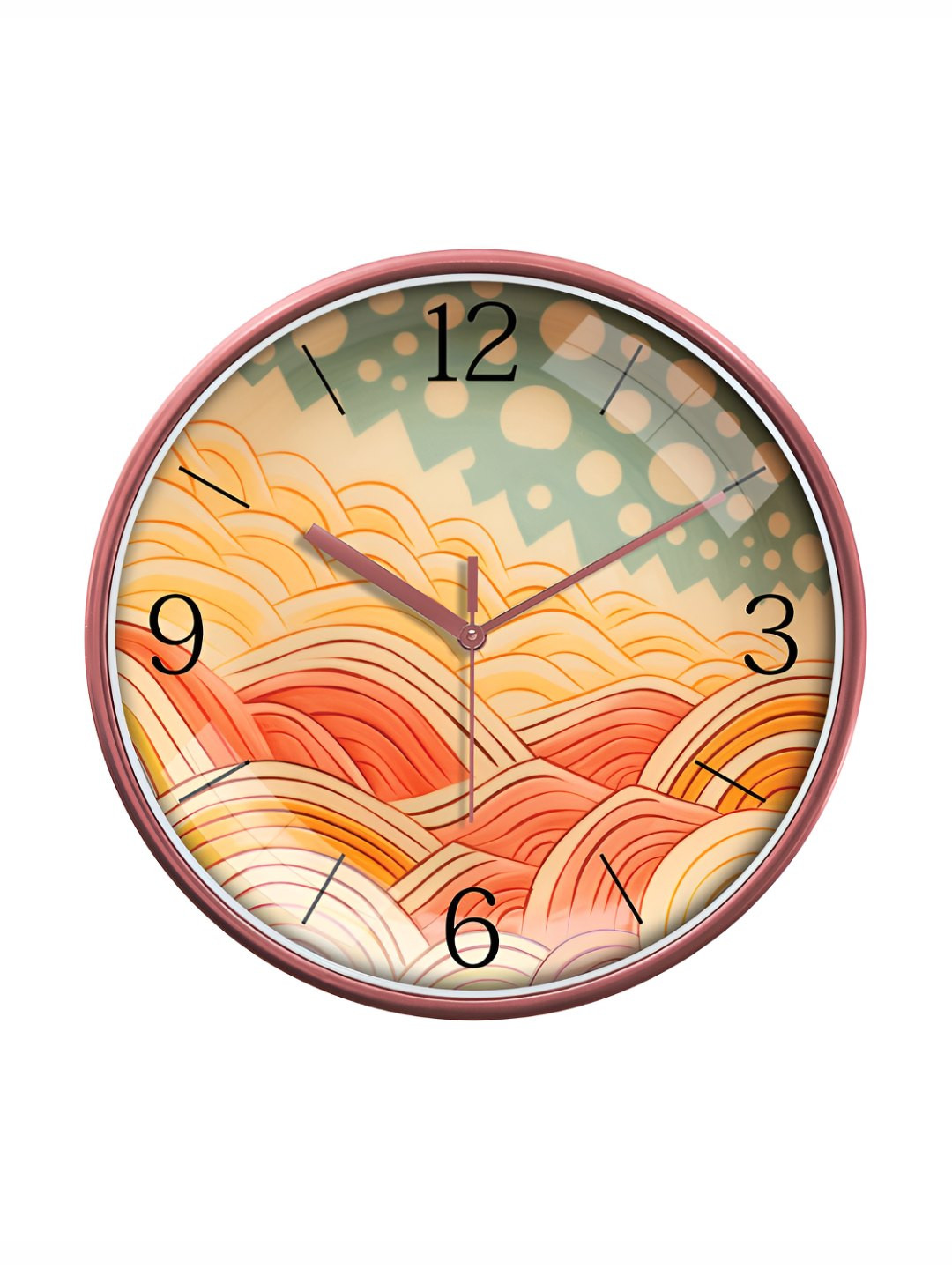 RANDOM Rose Gold Plastic Ultra Clear Glass Round Battery Analogue Wall Clock-30.4cm