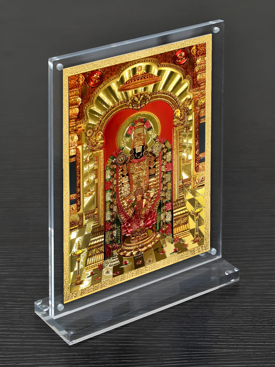Hawai Transparent & Gold Toned Lord Venkateswara Acrylic Table Photo Frame