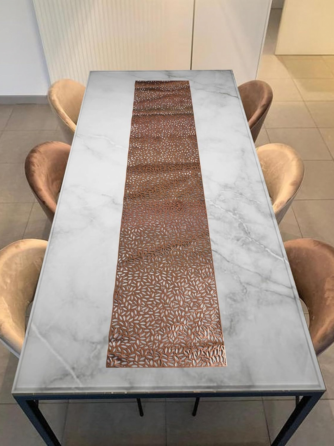 Dakshya Industries Copper Abstract Table Runner