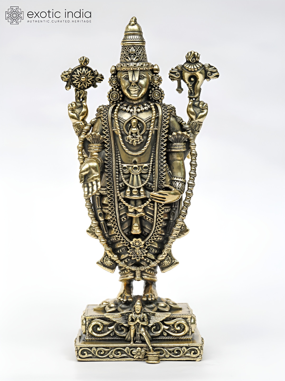 Exotic India Gold-Toned & Black Lord Tirupati Balaji Religious Figurine Showpiece