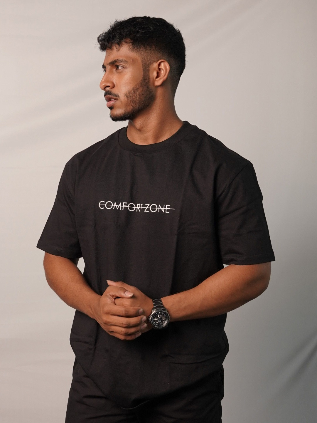 GYMYAK Men Therma-Fit Typography Printed Round Neck Pure Cotton Oversized T-shirt