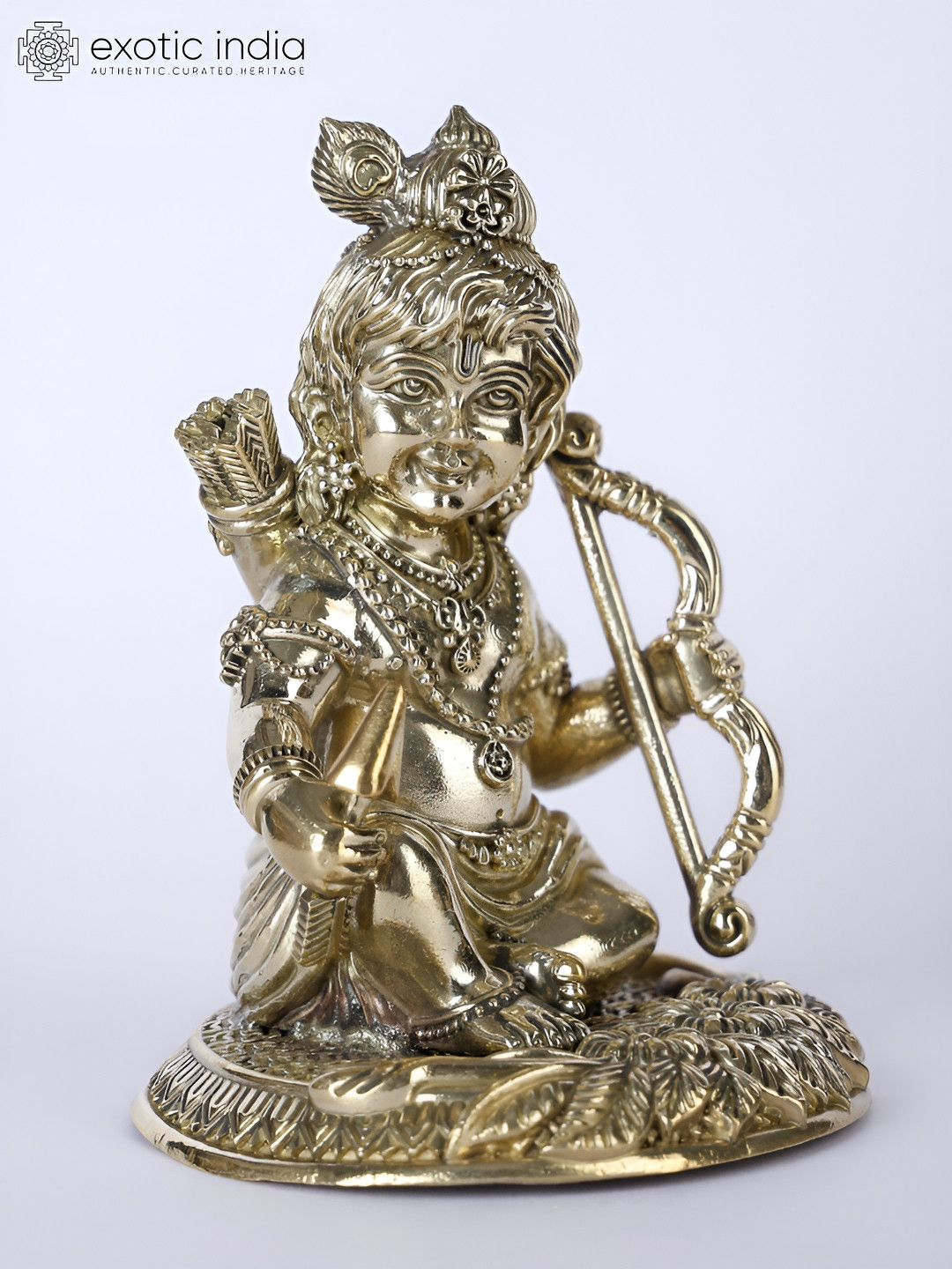Exotic India Ram Lalla Gold Brass Metallic Prayer Room Small Showpiece - 3.5 Inches