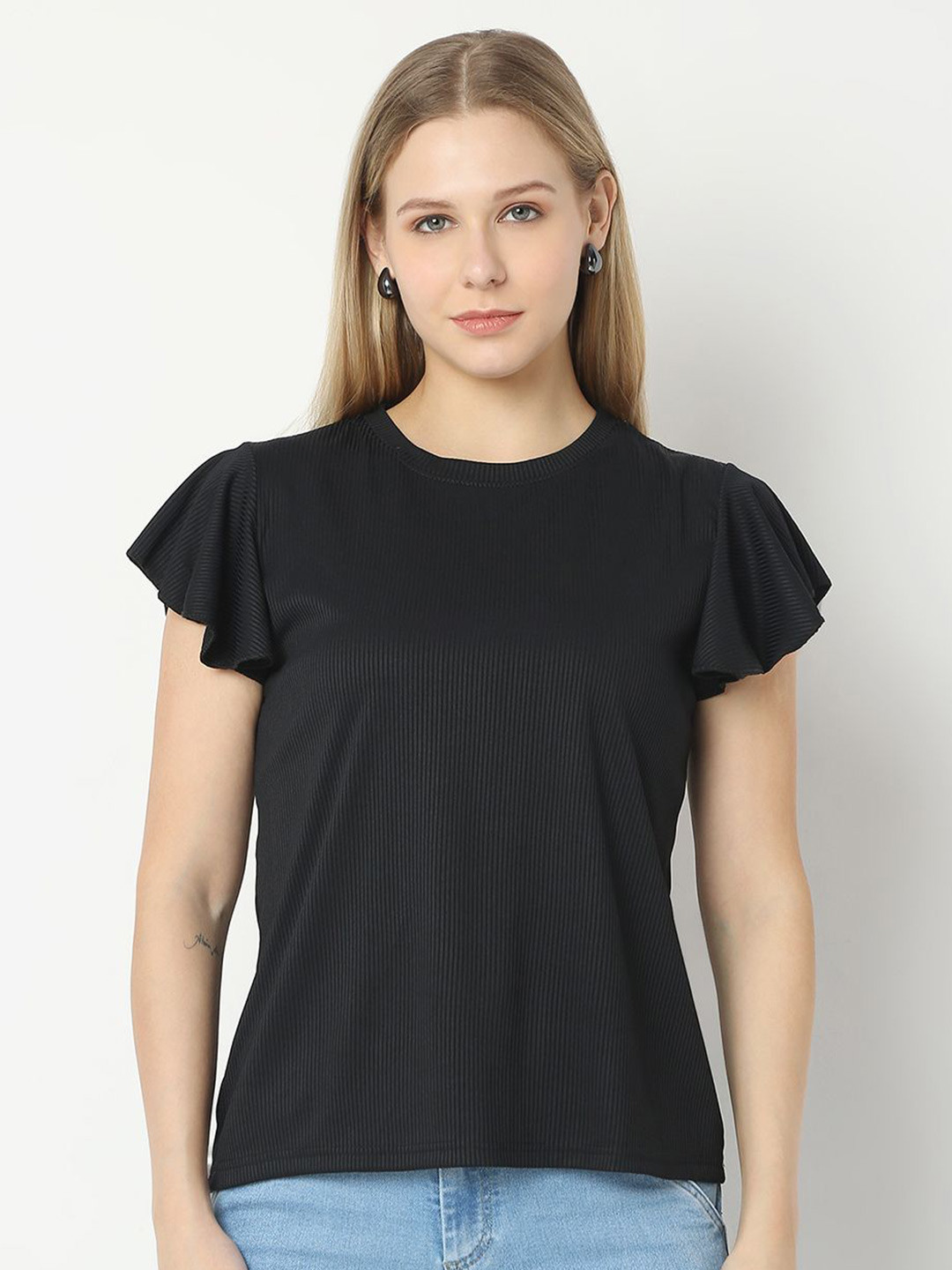 Smarty Pants Women Solid Round Neck Cotton Top