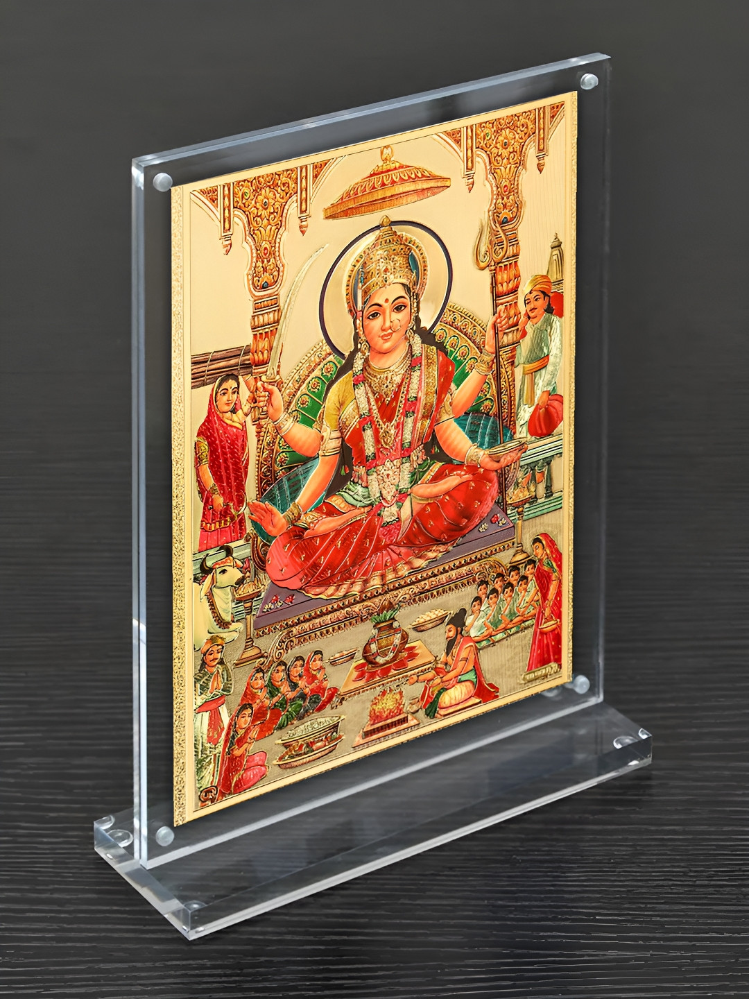 Hawai Gold-Toned & Red Maha Laxmi Acrylic Wall Photo Frame