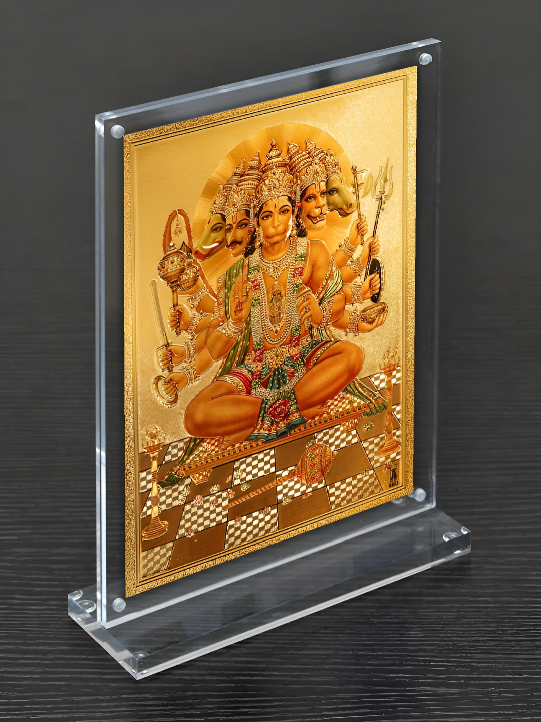 Hawai Transparent & Gold Toned Hanuman Acrylic Table Photo Frame