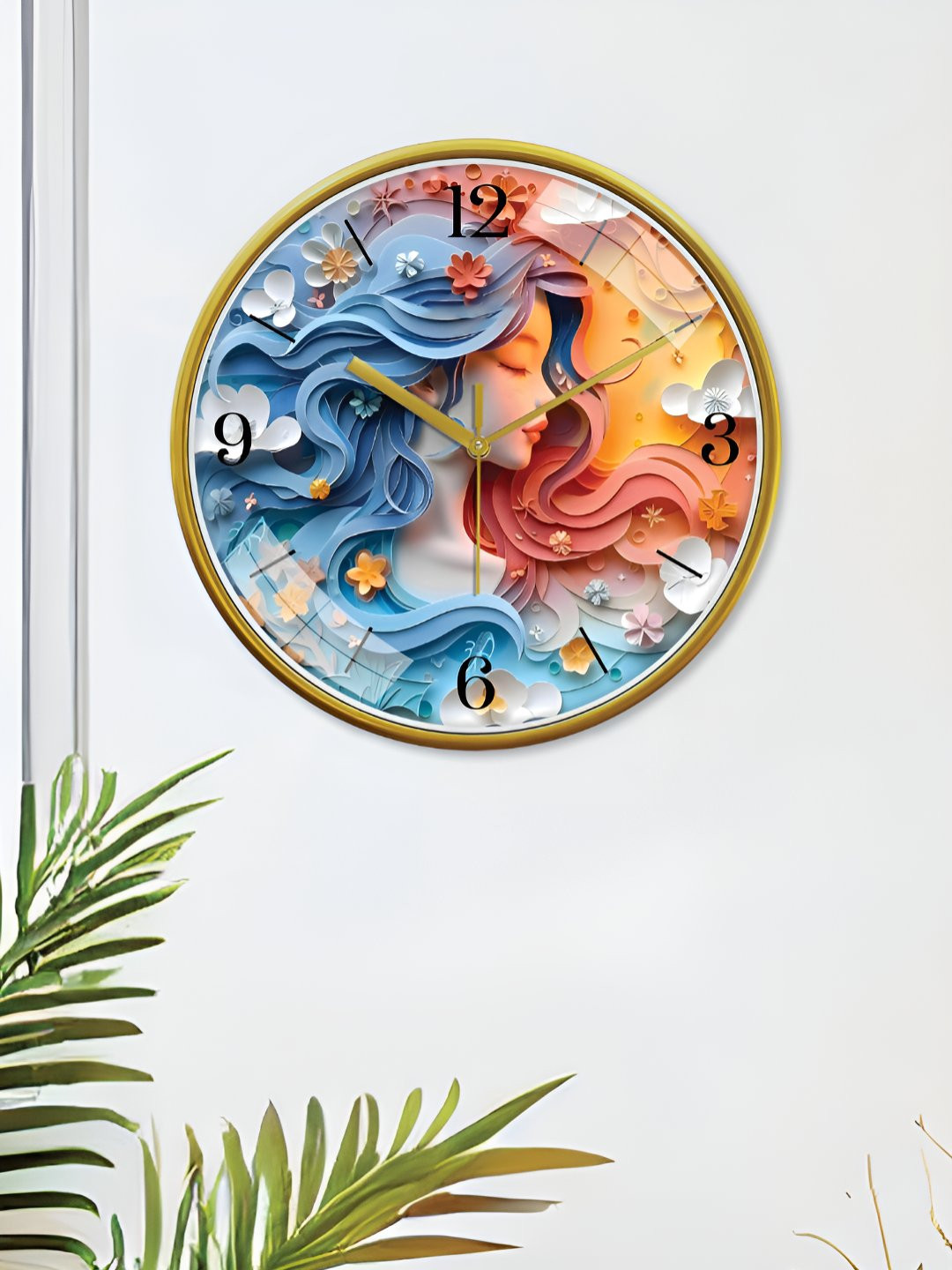RANDOM Embossed Dial Plastic Non Ticking Round Battery Analogue Wall Clock-30.4cm