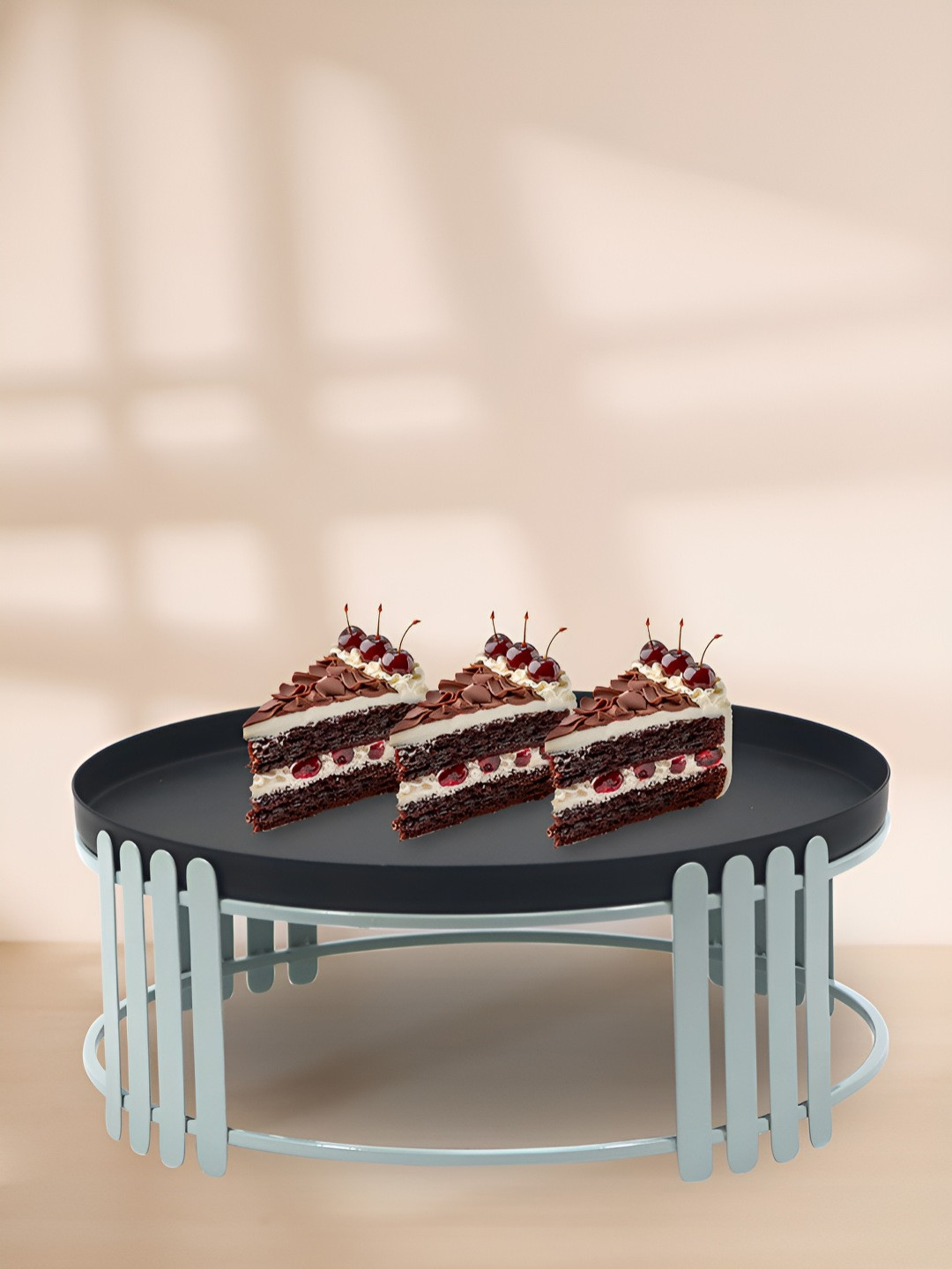 Metalsmith Grey & Black Round Shaped Refrigerator Safe Cake Stand