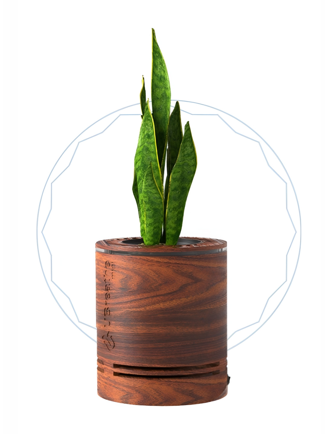 UBreathe Brown Textured Wooden Air Purifying Planter With 4 Stage Filtration