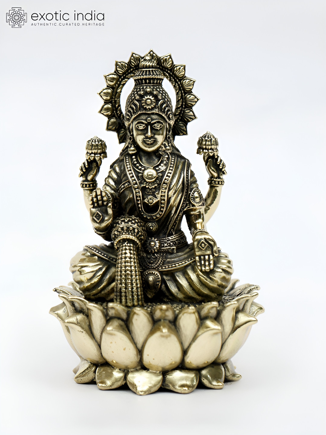 Exotic India Gold-Toned Blessing Goddess Lakshmi Religious Figurine Showpiece