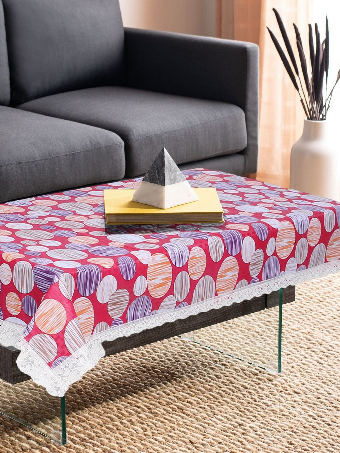 LooMantha Pink & Blue Bubble Printed Plastic 4 Seater Table Cover