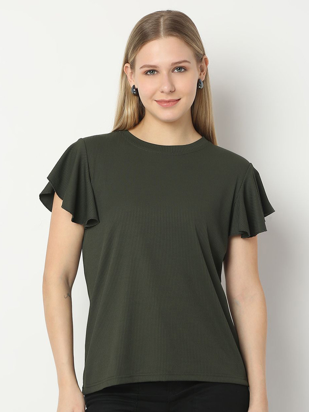 Smarty Pants Women Solid Round Neck Cotton Top