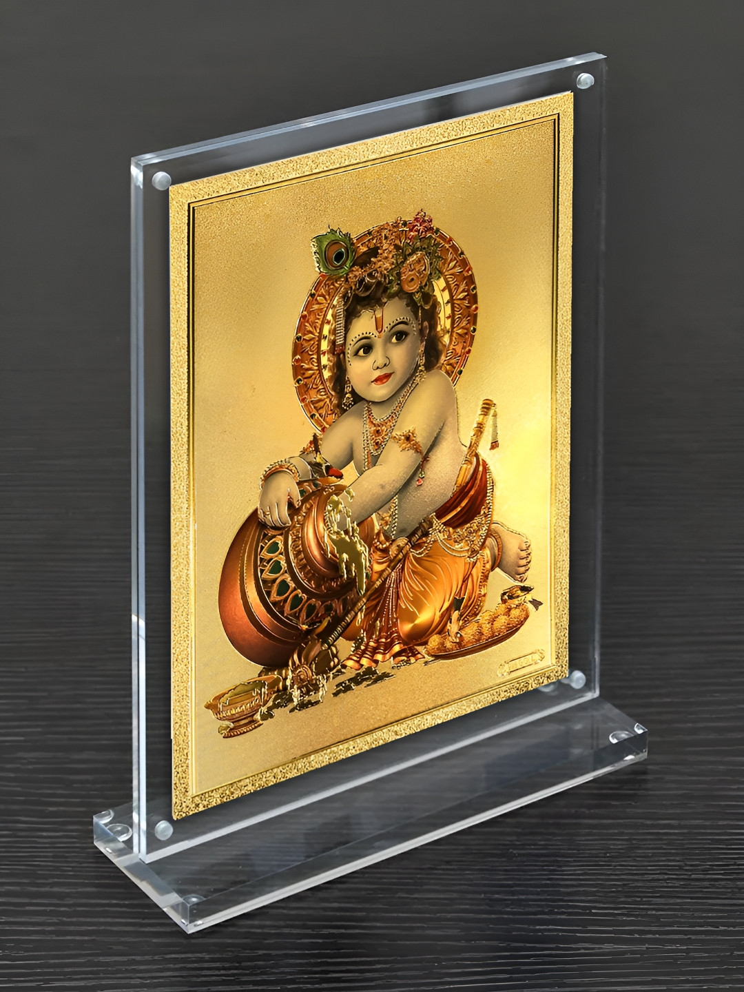 Hawai Gold Plated Laddu Gopal Acrylic Wall Photo Frame