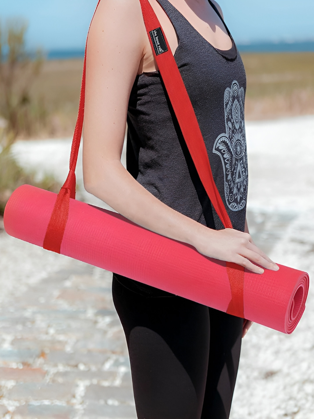 THE HOME TALK Red Cotton Rectangular Anti-Slip Yoga Mats