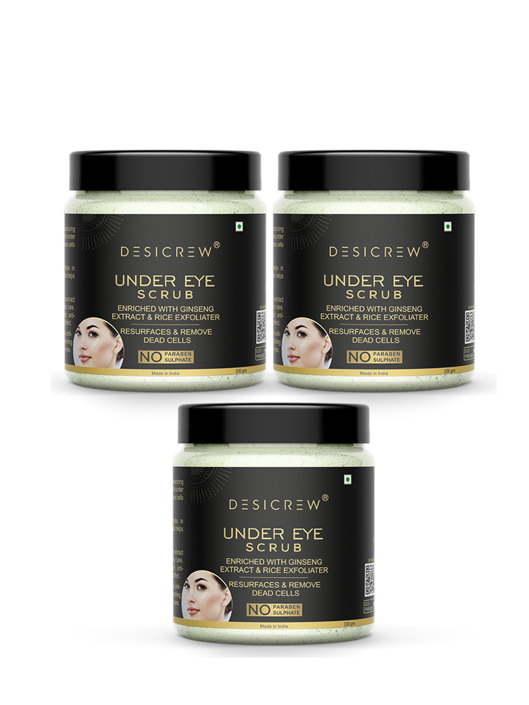 Desi Crew Set Of 3 Under Eye Scrub- 100g Each