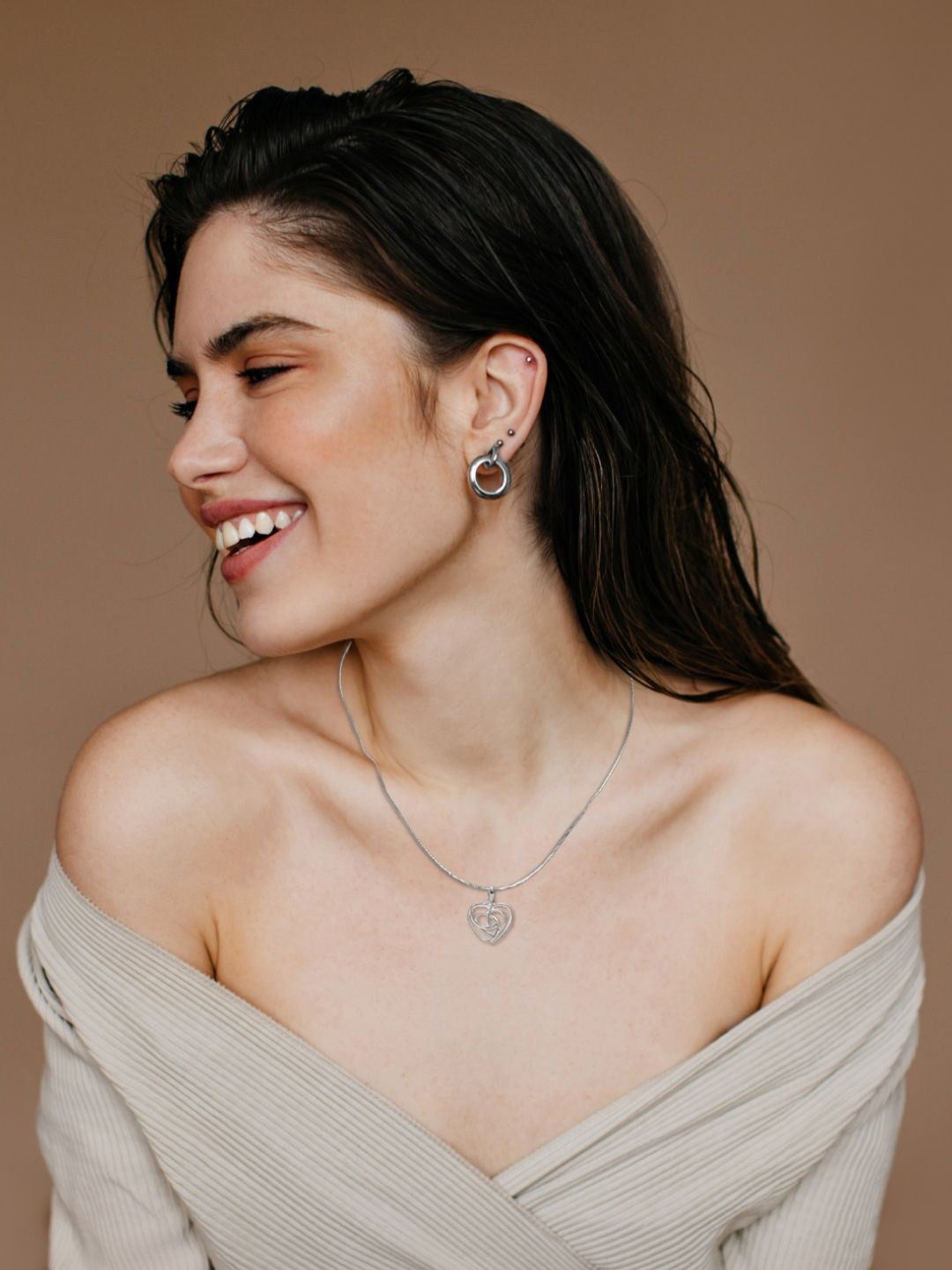 HighSpark 925 Sterling Silver Heart Shaped Pendants With Necklace