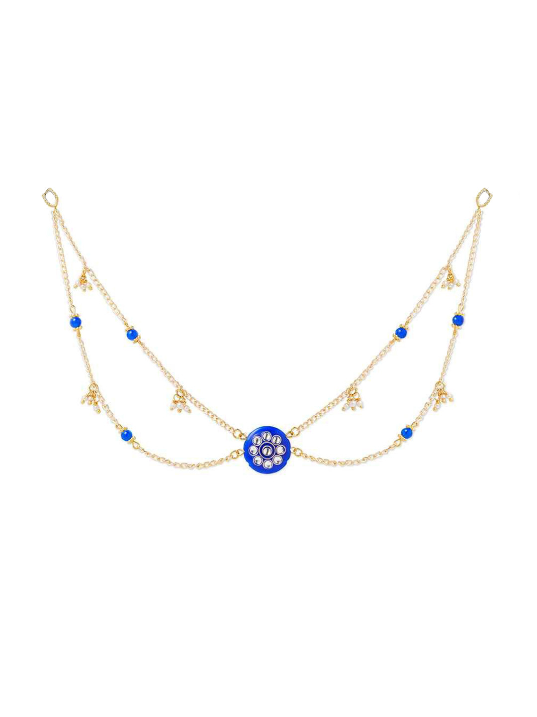 RIBBON CANDY Artificial Stones & Beads Studded Maang Tikka Head Chain With Tic Tac Pins