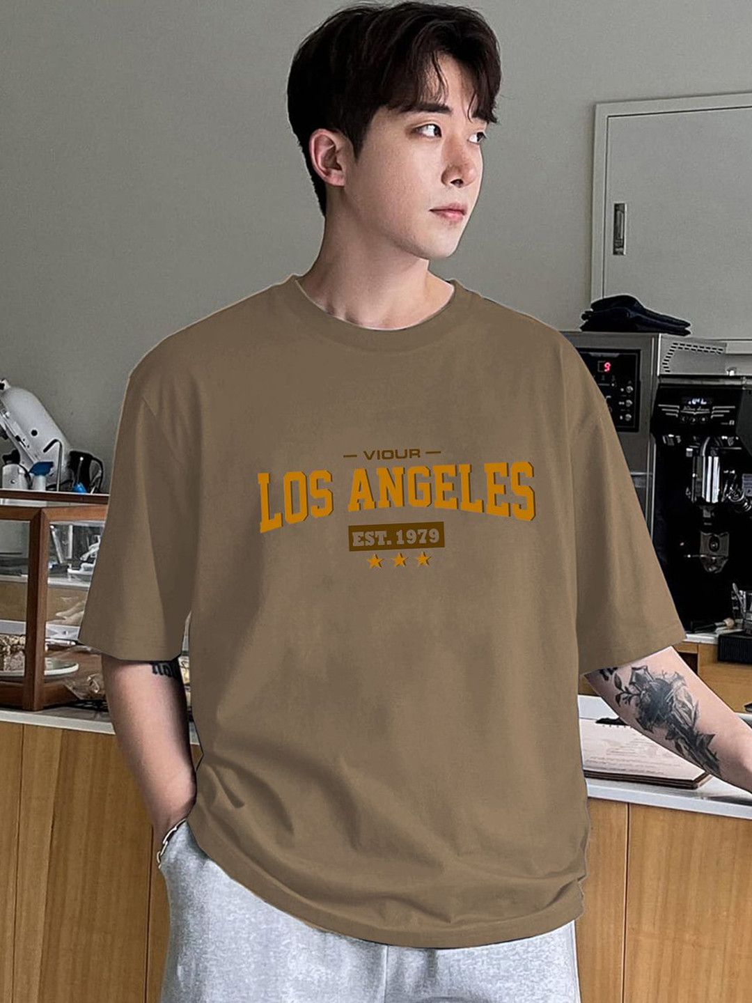 Genzy Men Typography Printed Round Neck Cotton Oversized T-shirt