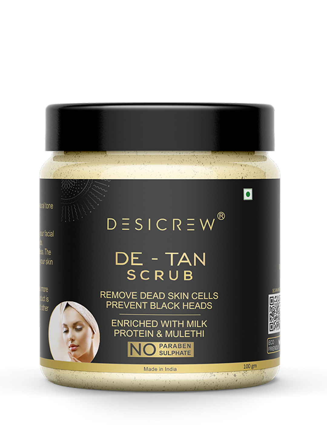 Desi Crew De-Tan Scrub Enriched With Milk Protein & Mulethi - 100 g