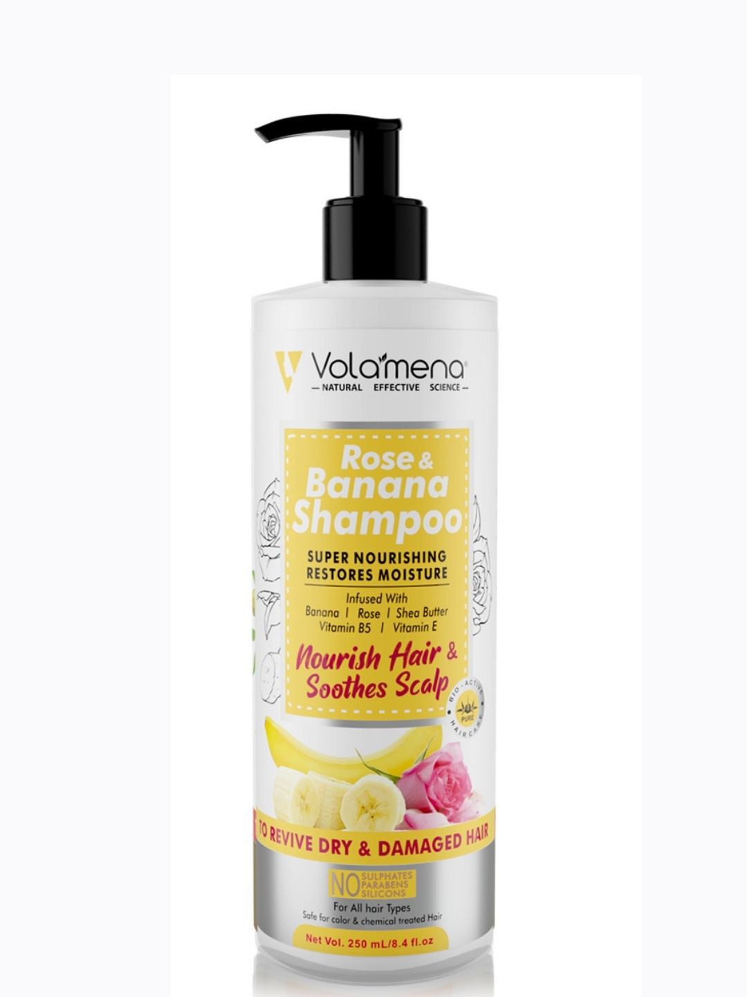 Volamena Rose & Banana Shampoo For Nourish Hair & Soothes Scalp - 250ml