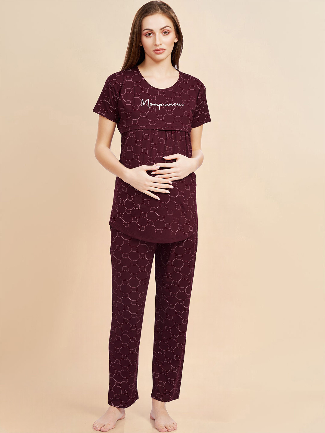 PASTEL CLIP Women Cartoon Characters Printed Pure Cotton Night suit