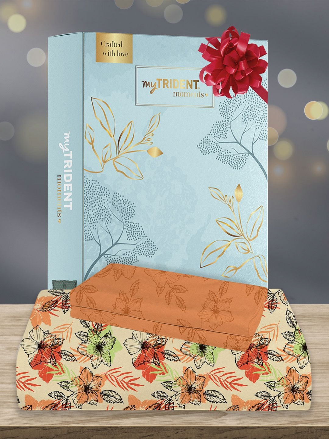 MYTRIDENT Moments Orange Floral Pure Cotton 120 TC Queen Bedsheet with 2 Pillow Covers-90 x 100 inches