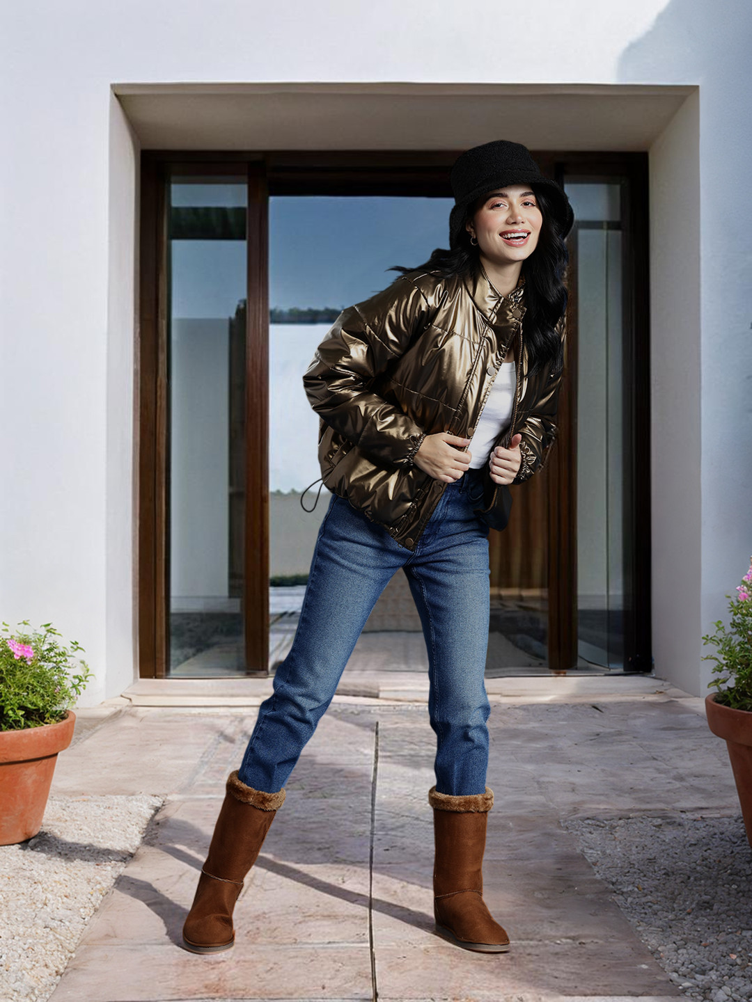 Mast & Harbour Metallic Padded Jacket