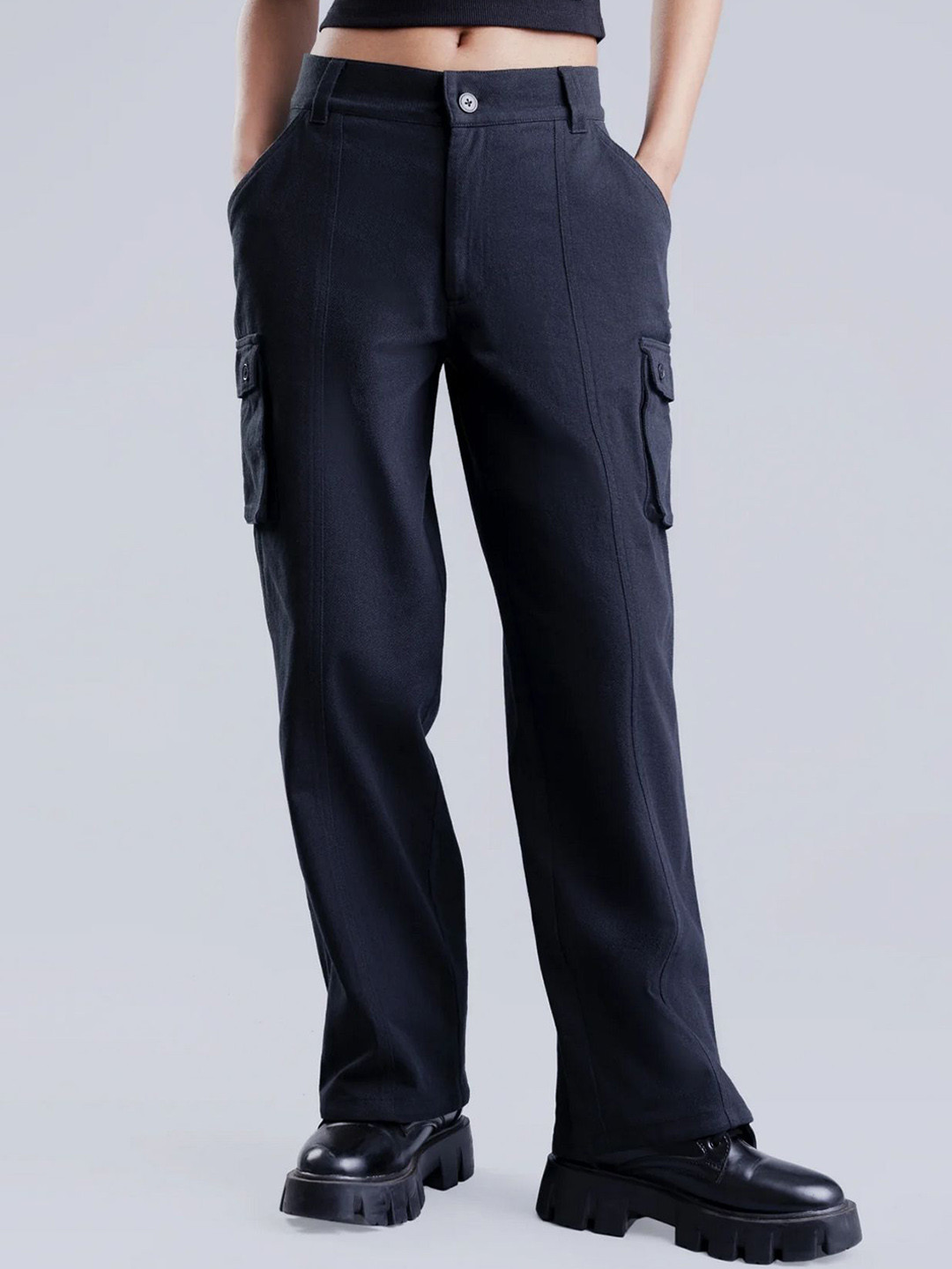 Overlays Women Straight Fit Cargos Trousers