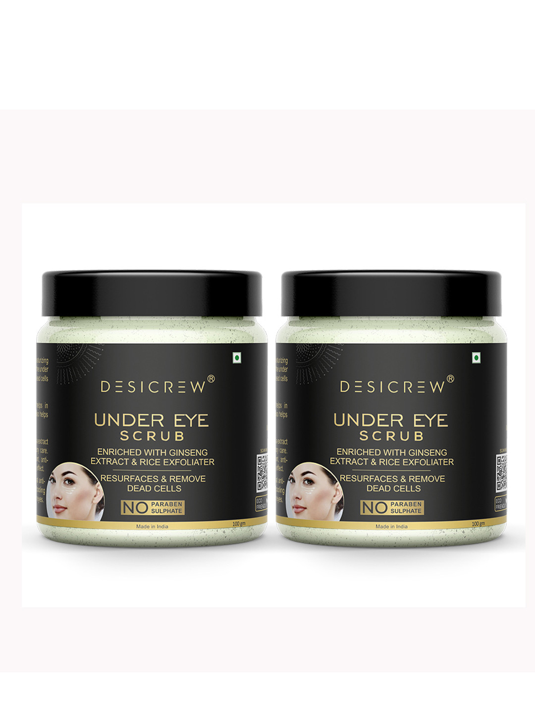 Desi Crew Set Of 2 Under Eye Scrub With Ginseng Extract -100g Each