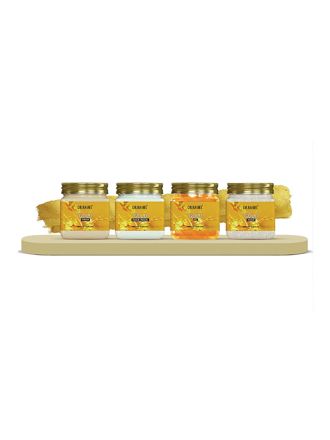 DR.RASHEL Set Of 4 Gold Cream, Face Pack, Gel & Scrub 380 ml Each