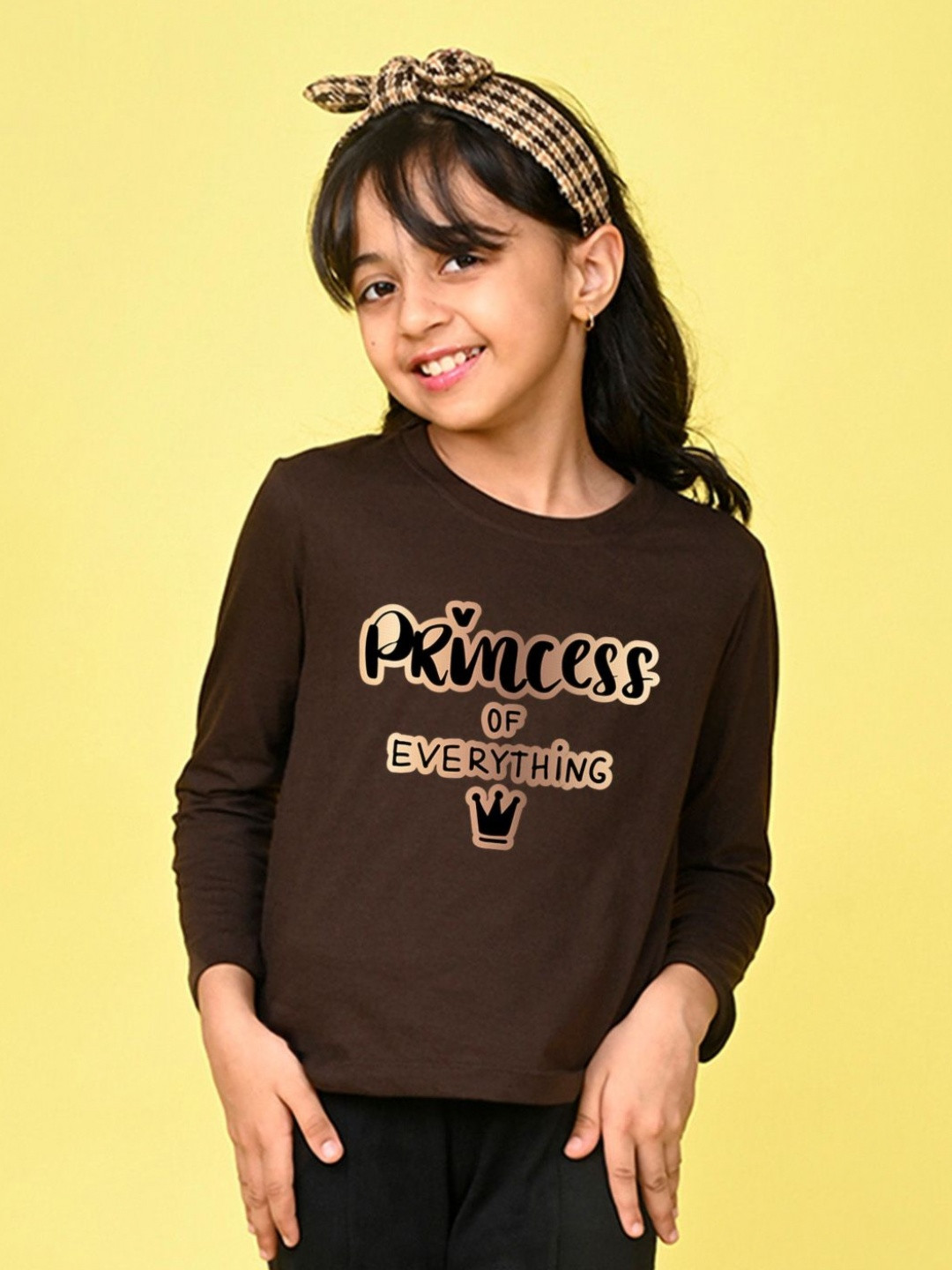 NUSYL Girls Typography Printed Round Neck Cotton T-shirt