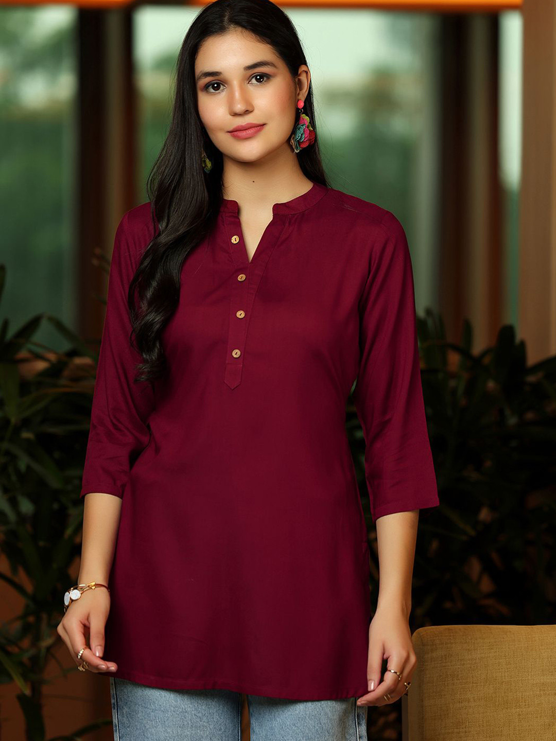 Libas Women Straight Kurti with button placket