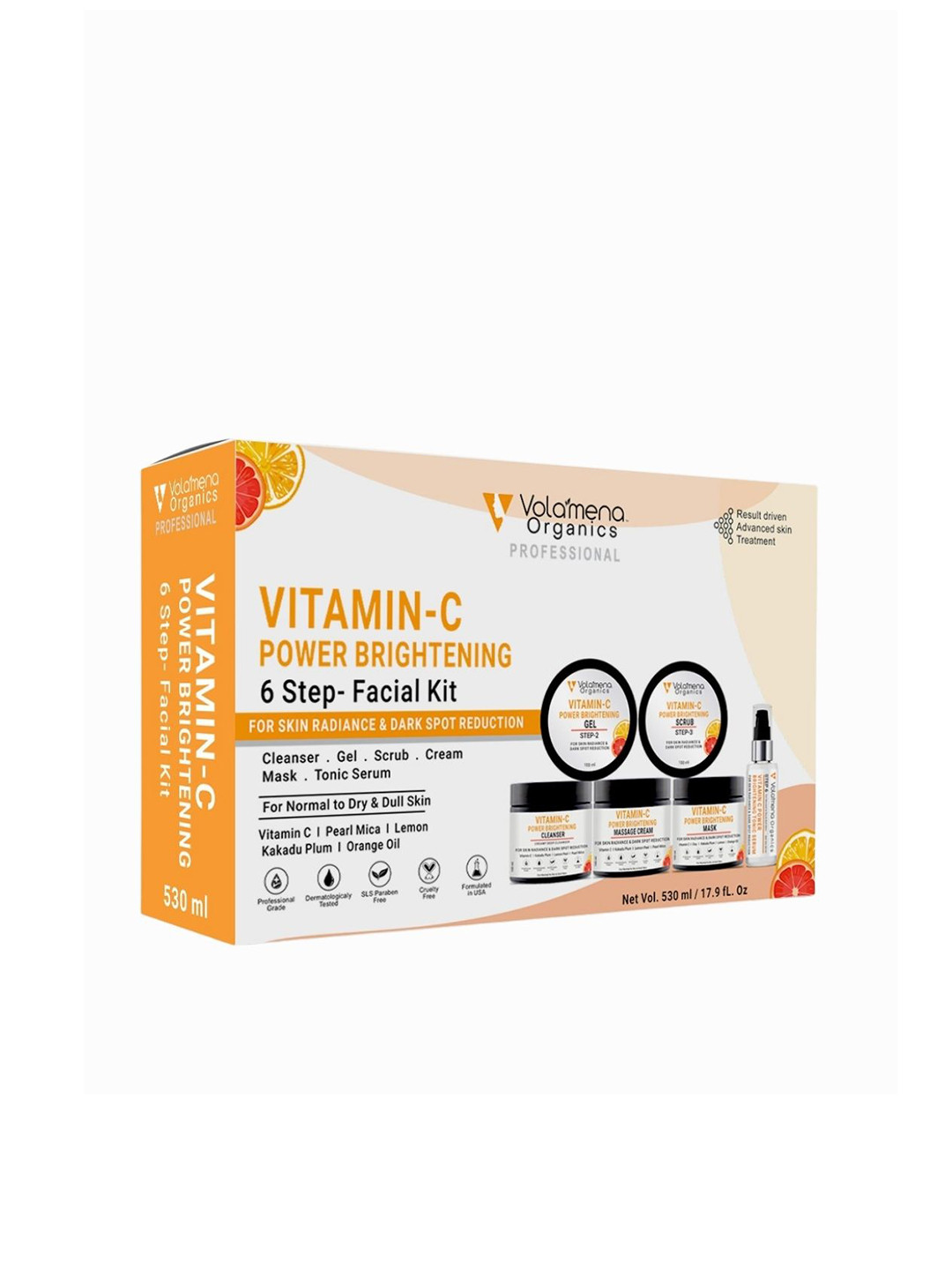 Volamena 6 Step Organics  Vitamin-C Power Brightening Facial Kit- 280ml