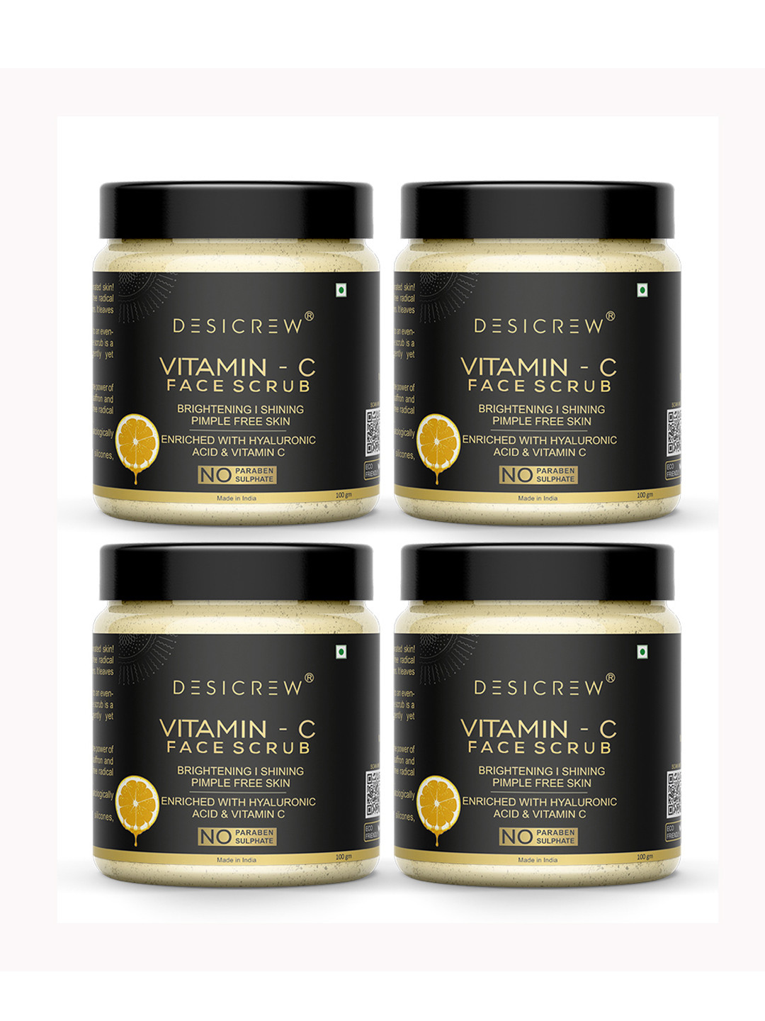 Desi Crew Set Of 4 Vitamin C Face Scrub- 100g Each