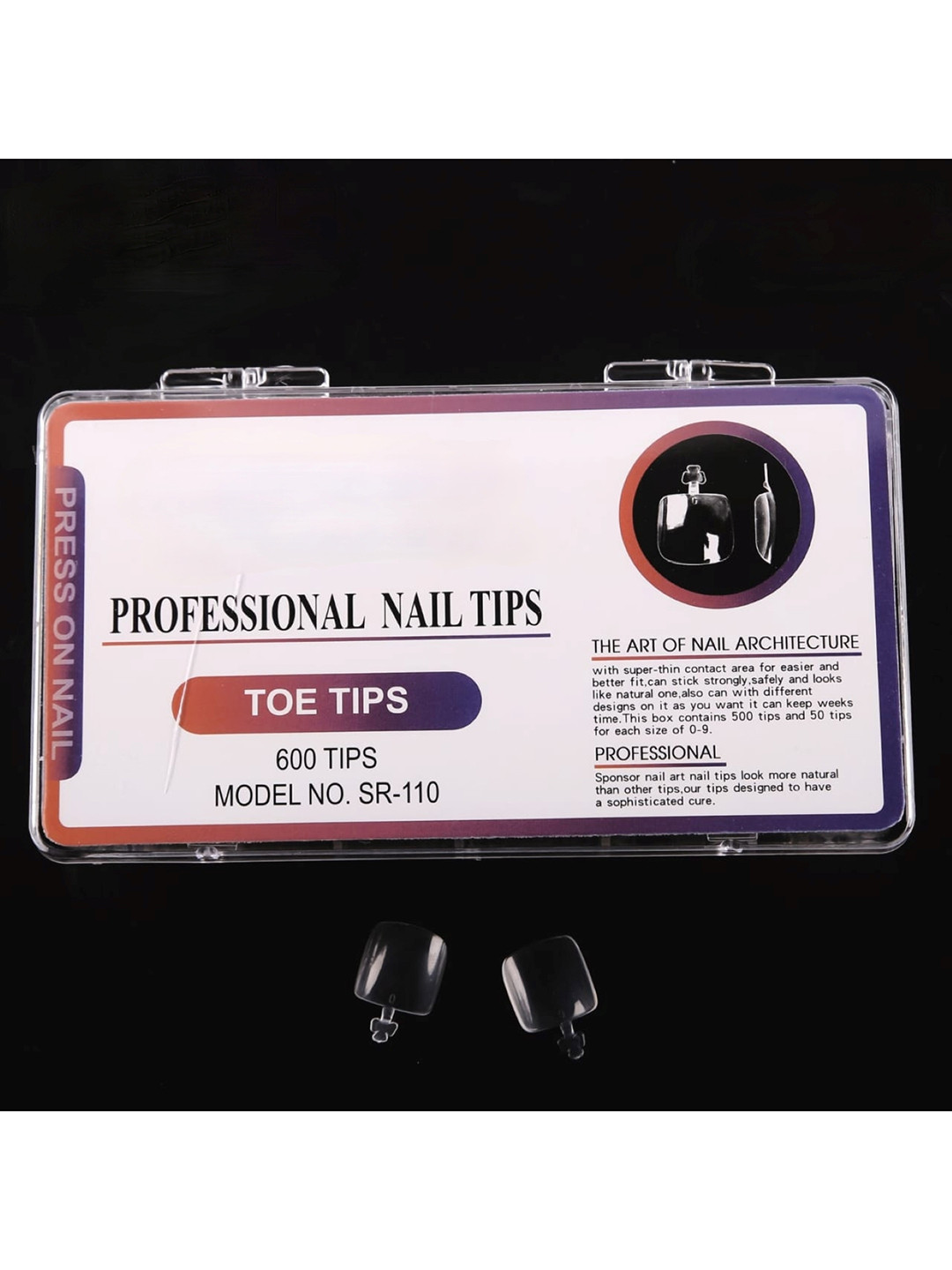 RANORE 600 Pcs Acrylic Press-On Toe Nail Extension Tips - Transparent
