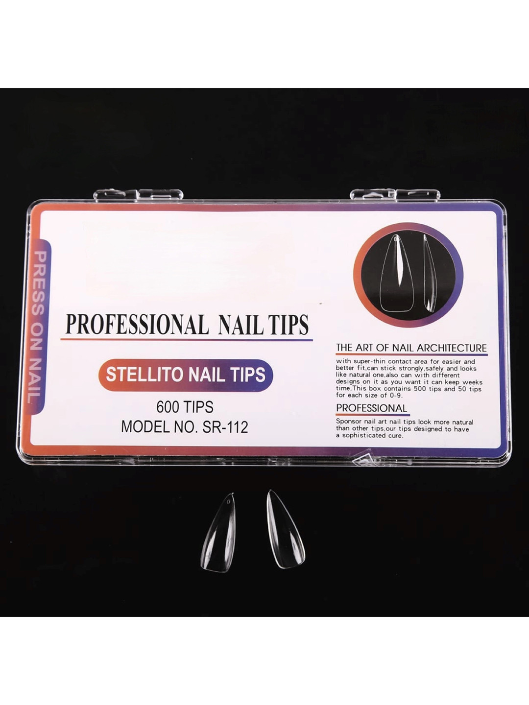 RANORE 600 Pcs Acrylic Press-On Nail Extension Tips - Transparent