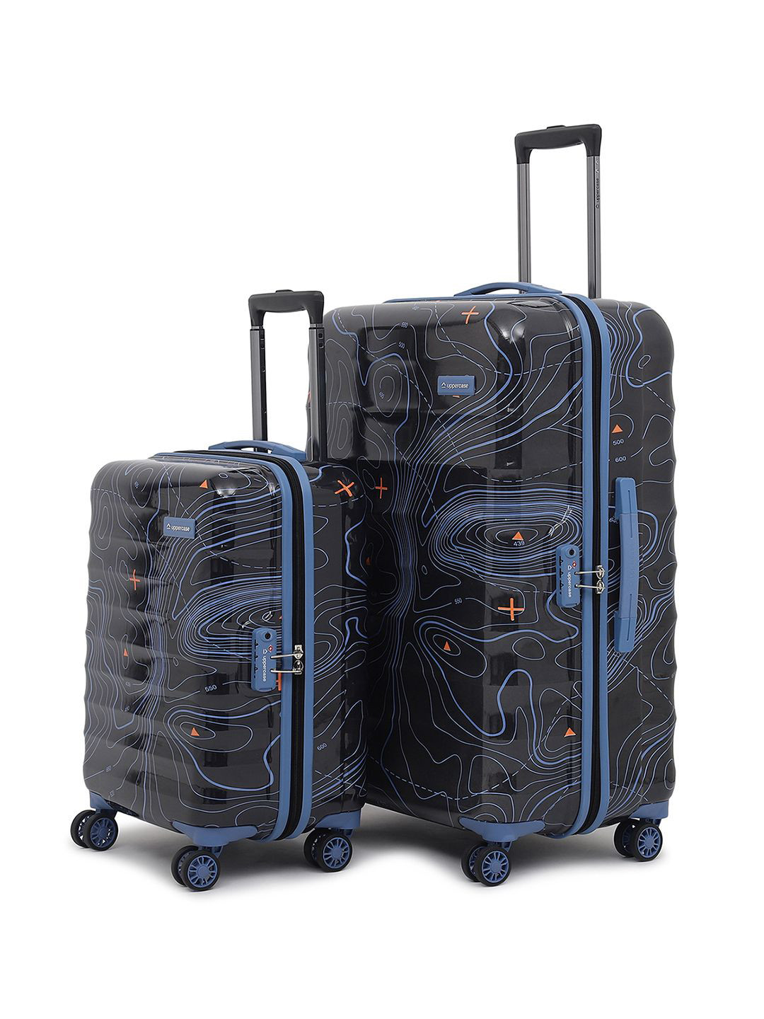 uppercase topo Set Of 2 Printed Hard-Sided Large & Cabin Trolley Bag