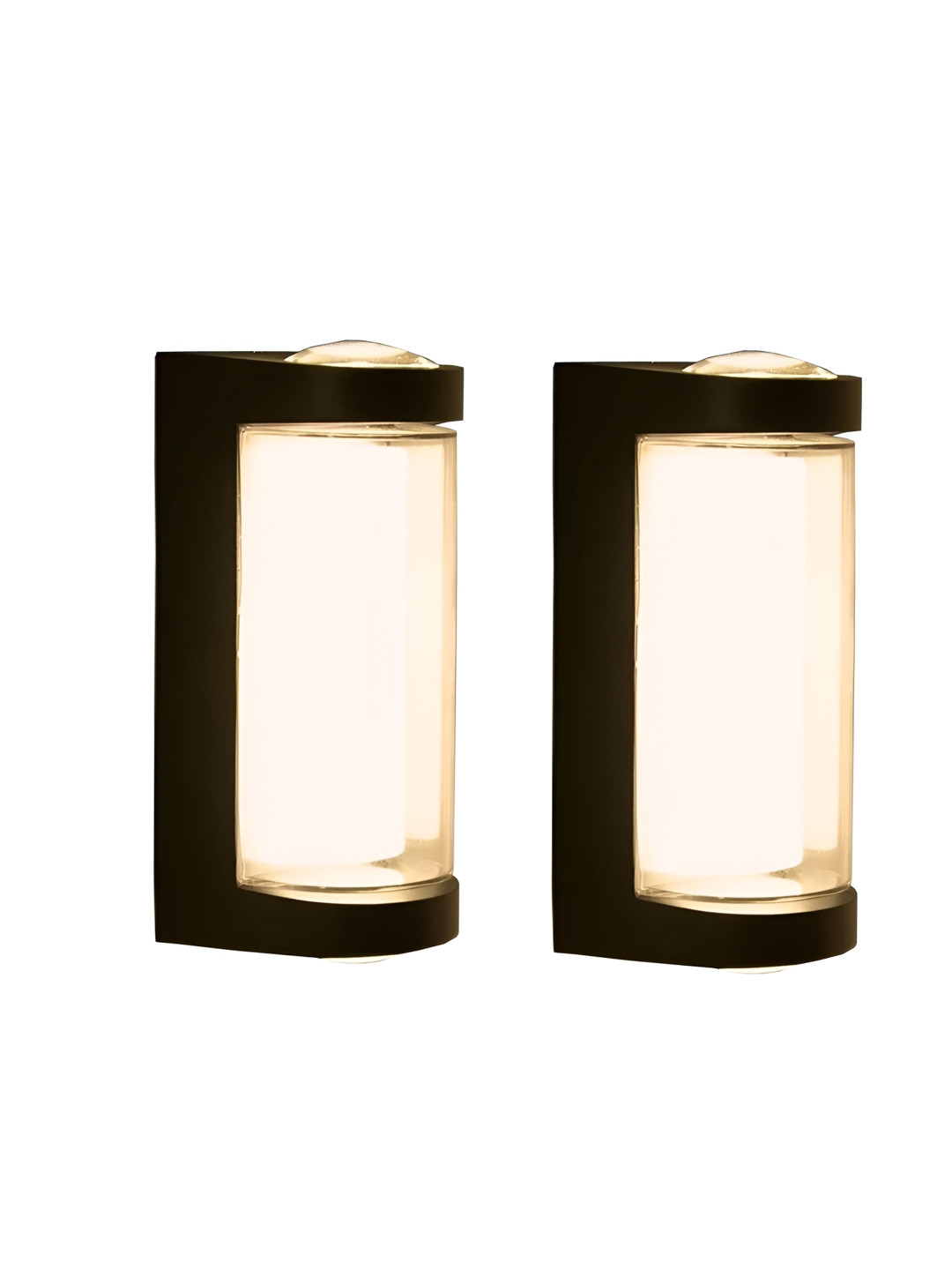 DENICRAAS Black & Orange Colored Metal Contemporary Cylinder Shaped Wall Lamps