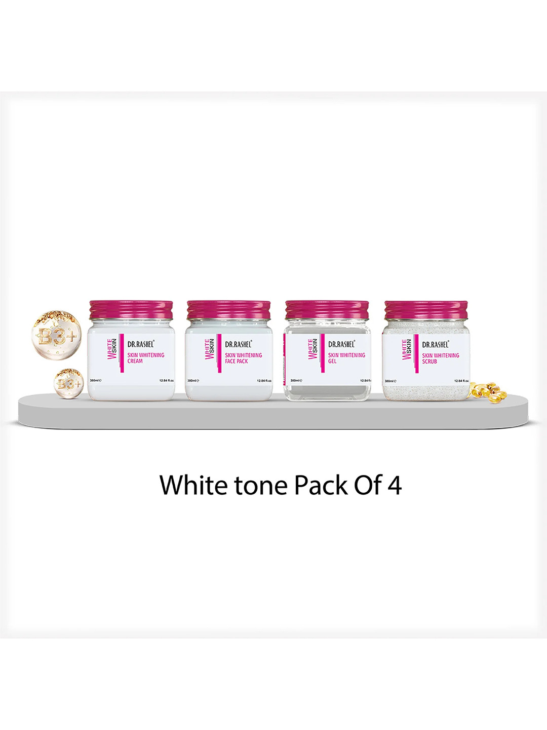 DR.RASHEL Set Of 4 Skin Brightening Cream, Face Pack, Gel & Scrub 380 ml Each